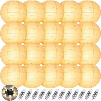 Obrázek produktu pro Papírové lucerny, 20 ks, 25 cm, bílé, na svátky a svatby