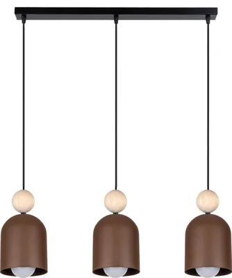 Produktbild von Pendelleuchte Metall H: max. 95 cm Schwarz Rostbraun Natur E27 3-flammig länglich Hängeleuchte
