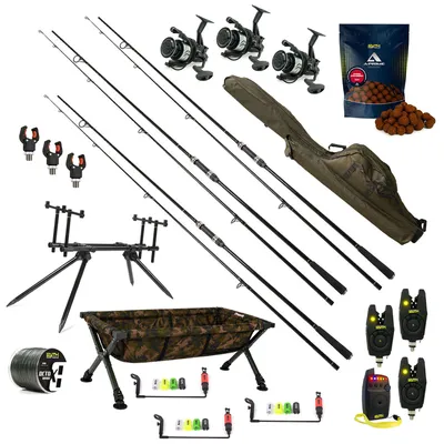Produktbild von Faith Carpset 3 Rod Exclusive – Komplettes Premium-Karpfenset mit Ruten, Freilaufrollen und Bissanzeigern
