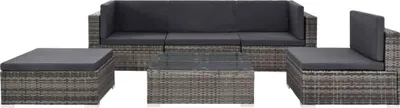 Obrázek produktu pro vidaXL 6dílná zahradní lounge souprava s polštáři Poly Rattan Grey