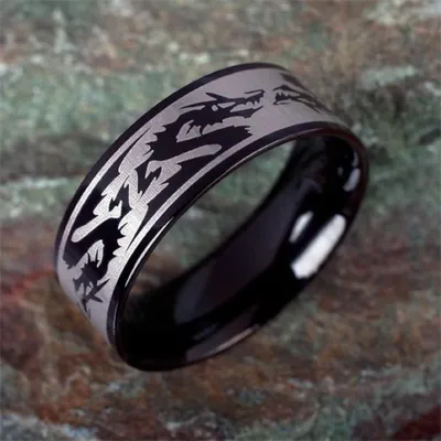 Produktbild von Edelstahl Ring für Männer: Drachen Tribal 62 (19.7 mm Ø)
