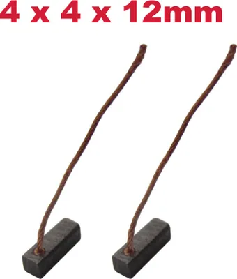 Produktbild von 2x Trade-Shop Motorkohlen / Kohlebürsten / Schleifkohlen / Kohlestifte 4x4x12mm Kabellänge 40mm für viele KFZ PKW Motoren Antriebe 12-24V