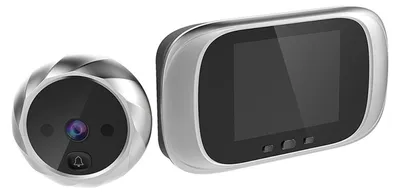 Image de Zimilo : judas numérique avec caméra et sonnette, écran LCD, mémoire pour photos, vision nocturne IR, grand angle, 180 jours en veille, pour portes d'appartement, argent