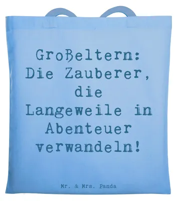 Produktbild von Mr. & Mrs. Panda dokumententasche Spruch Großeltern Zauberer - Sky Blue - Geschenk, Einkaufstasche, Liebe, Enkelkinder, Verwandte, Generationen, Tote Bag, Familienleben