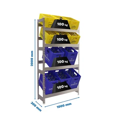 Produktbild von Simonrack Getränkekistenregal SIMONBOTTLE 4 8425437119545 silber 100,0 x 30,0 x 200,0 cm