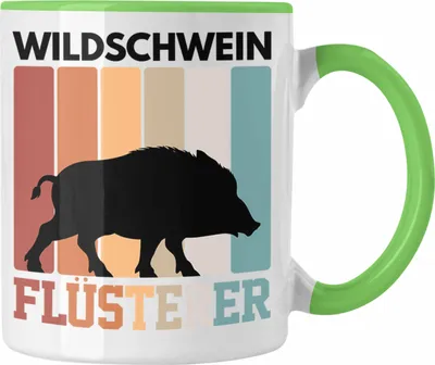 Produktbild von Trendation - Jäger Tasse Geschenk Wildschwein Flüsterer Lustige Geschenkidee für Jagd Jagen (Grün)