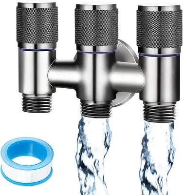 Produktbild von Drei-Wege-Mischer - Waschmaschinenspindel - Wasserstrom verteilen - Edelstahl-Schraubengehäuse - 1/2 Zoll - Dunkelgrau