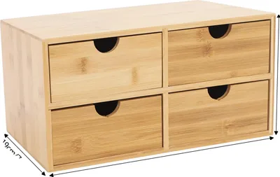 Produktbild von Schreibtischorganizer, 4-Schubladen-Design, stilvolle Bambus-Konstruktion, Holz