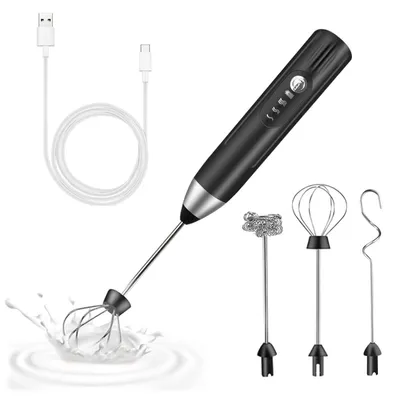 Produktbild von milchaufschäumer elektrisch stab with 3 heads, milk frother USB wiederaufladbar