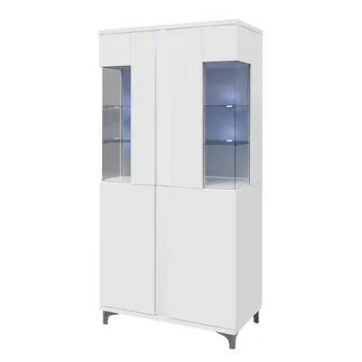 Obrázek produktu pro Vysoká vitrína s LED osvětlením BANTRY 2 - bílá / lesklá bílá