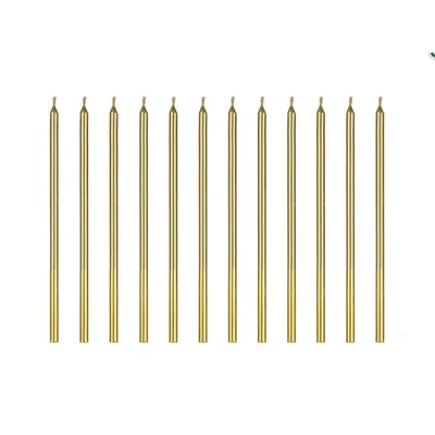 Obrázok produktu pre Narodeninové sviečky hladké, zlaté 14cm, 12ks Party Deco