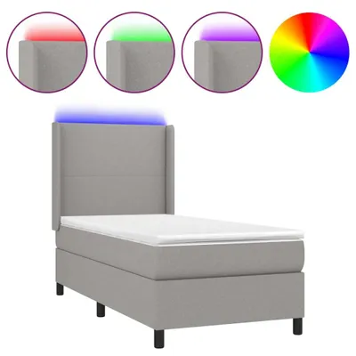 Produktbild von vidaXL Boxspringbett mit Matratze & LED Hellgrau 90x190 cm Stoff