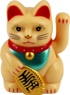 Produktbild von Glückskatze Mini Maneki-Neko klassisch beige Solar 5cm Winkekatze Lucky cat