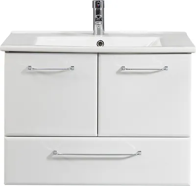 Produktbild von Waschtisch mit Keramikwaschbecken QUEBEC-66 in weiß Hochglanz, B/H/T: ca. 75/53/45 cm