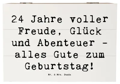 Produktbild von Mr. & Mrs. Panda Truhe Spruch 24. Geburtstag 22 x 15 cm - Weiß - Geschenk, schatztruhe, fotobox, Freude, feiern, Schatzkiste, Alter, Geburtstagsfeier, Glückwunsch