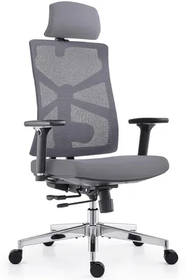 Ergonomischer Bürostuhl mit 4D-Armlehnen, schwarz-grau