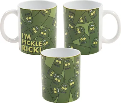 Produktbild von Rick and Morty Tasse - I'm Pickle Rick Allover Kaffeetasse Becher Kaffeebecher aus Keramik Grün 320 ml