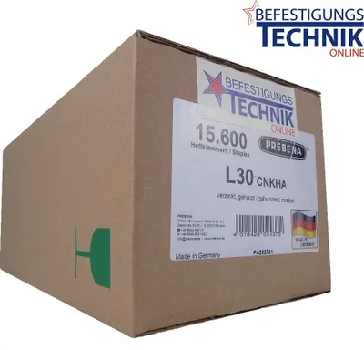 Produktbild von Prebena Klammern L 30mm CNK verzinkt 4C-L50 G5562 Bostitch S5 Senco N Würth 155 BEA  KL-26 15,6M