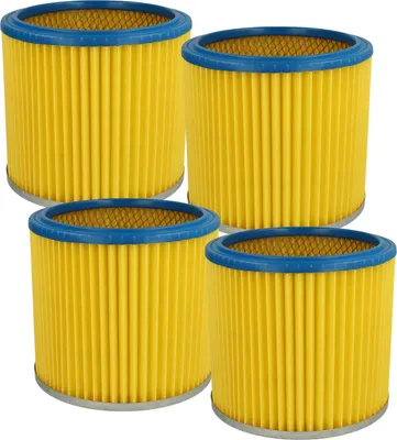 Produktbild von vhbw 4x Faltenfilter kompatibel mit Einhell AS 1400, 1250, 1250N Staubsauger - Patronenfilter Blau Gelb