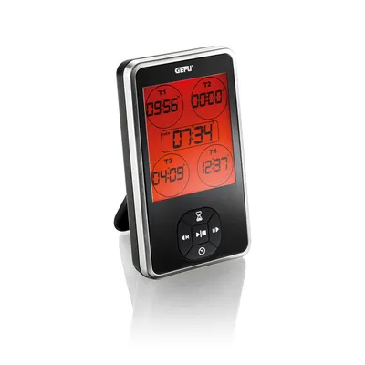 Produktbild von Gefu Timer Tempico, 5 in 1, Zeit, Kalender, Wecker, mit Magneten, 12340, Edelstahl, Schwarz, Einheitsgröße