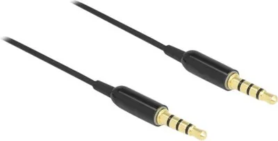 Produktbild von Klinkenkabel 3,5mm 4Pin > 3,5mm 4Pin Stecker Ultra Slim (schwarz, 0,5 Meter)