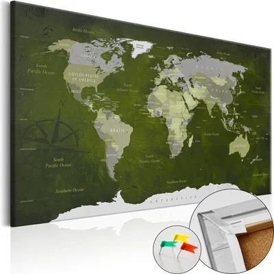 Produktbild von Vliesstoff Korkbild - Malachite World 90x60 cm Karten k-A-0086-p-d