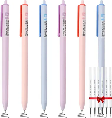 Image de Stylos à bille, lot de 6, encre noire, rechargeables, pour l'école et le bureau
