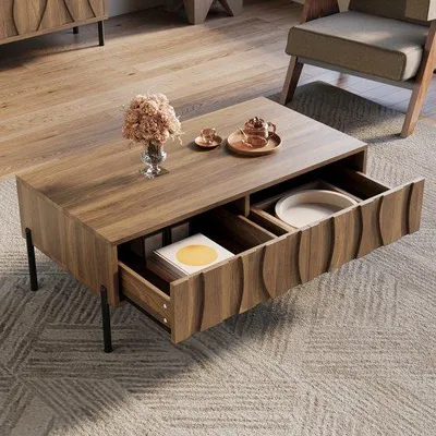 Obrázok produktu pre Konferenčný stolík – drevo – retro dizajn – dĺžka 105 cm – výška 41 cm