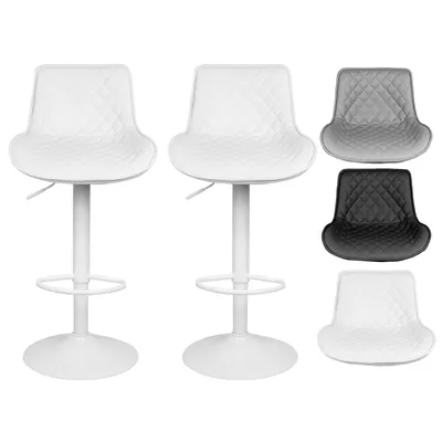 Produktbild von Barhocker 2er Set,höhenverstellbare Tresenhocker Küchenhocker 360° Drehstuhl mit Rückenlehne Weiß