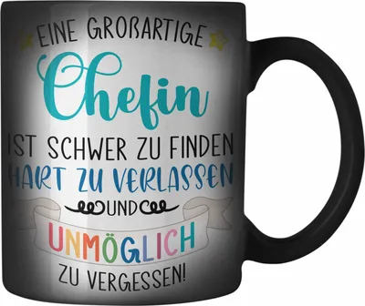 Produktbild von Trendation - Chefin Abschied Abschiedsgeschenk Chefinnen Farbwechsel Zauber-Tasse mit Spruch Grossartige Chefin Geschenkidee (Schwarz)
