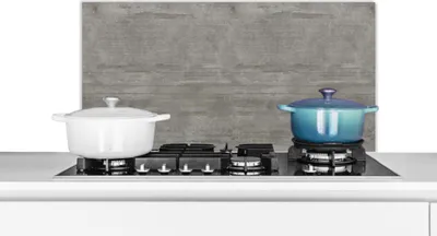 Produktbild von KitchenYeah®  Spritzschutz Küche - Küchenrückwand - Wandschutz für Herd und Spüle - Muster - Beton - Grau 80x40 - Alu-Dibond (Alternative zum Spritzschutz aus Glas) - Hitzebeständig - Herdspritzschutz