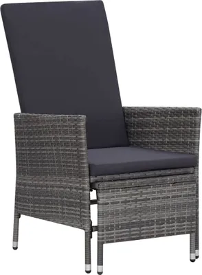 Produktbild von Garten-Liegestuhl mit Auflagen Poly Rattan Grau