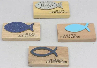 Produktbild von Deko Holzfisch Kommunion sortiert