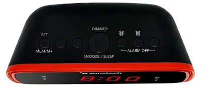 Produktbild von Sunstech FRD60, Uhr, FM, PLL, LED, 1,52 cm (0.6"), Schwarz, Rot, Tasten