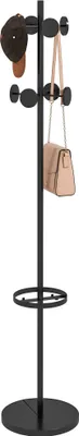 Produktbild von HOMCOM Garderobenständer, Garderobe mit 8 Haken, Kleiderständer, Standgarderob für Kleidung, Hüte, Flur, Eingang, Metall, Walnuss, 34 x 34 x 177cm