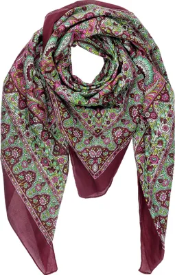 Produktbild von Baumwolltuch Blumen Fächerblüte Muster08 bordeaux quadratisches Tuch