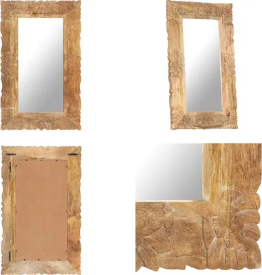 Zdjęcie produktu dla vidaXL Lustro 80x50 cm z litego drewna mango - Lustro - Lustro drewniane - Lustro ścienne - Lustro kosmetyczne