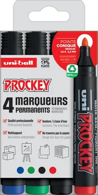 Image de marqueur indélébile uni-ball PROCKEY PM122/4 PF étui de 4 pièces