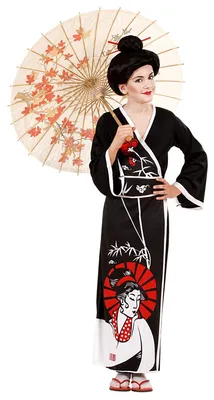 Geisha-Kostüm für Kinder, Kimono mit Gürtel, 140 cm