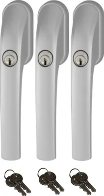 Produktbild von Abus FG300 abschließbarer Fenstergriff silber, im Set 3 Stück gleichschließend, Schließung AL0089 mit insgesamt 6 Schlüssel