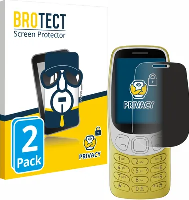 A product package for a screen protector is shown next to the product it is designed for, a yellow mobile phone.