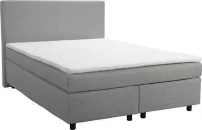 Produktbild von Boxspringbett Hotelbett 140x200 Bonellfederkern Bett mit Topper Paxos 1 hellgrau