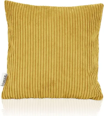 Produktbild von Lycce Kissenbezug aus trendigem Cordstoff (50 x 50 cm) - ideal für kuschelige Sofakissen oder Dekokissen, verschiedene Farben -  EU, Farbe:senf