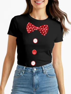 Produktbild von Damen T-Shirt Fliege Knöpfe Schleife Clown Fasching Fastnacht Karneval Kostüm Slim Fit Moonworks®