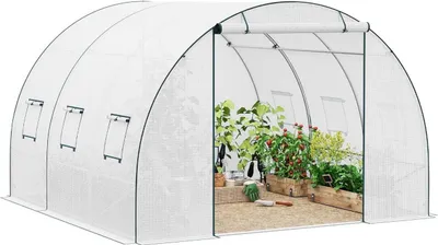 Zdjęcie produktu dla Odporna na mróz szklarnia foliowa z drzwiami i 6 oknami | Biała | 300x300x200 cm