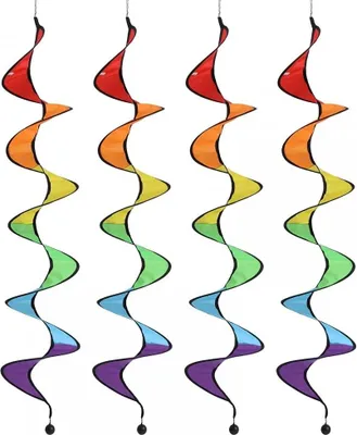 Produktbild von 4 Stück Regenbogen Windspinner, 110 cm Regenbogen Curlie Spinner Aufhängung Regenbogen Windwirbel für Garten Zelt Garten Outdoor Rasen Dekoration