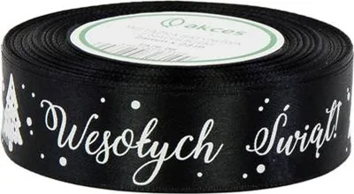Image de Ruban de Noël pour emballer les cadeaux, décoratif, noir, largeur 25 mm, 22 m