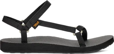 Produktbild von Teva Original Universal Sandalen für Damen, Schwarz, EU 38, aus Polyester, Textil, Synthetik und Gummi, schnelltrocknend, geruchshemmend (Minzbasis), aus recycelten Materialien, im Slim-Design, vegan, ideal für Alltag, Freizeit und Wasseraktivitäten, mit optimalem Tragekomfort.