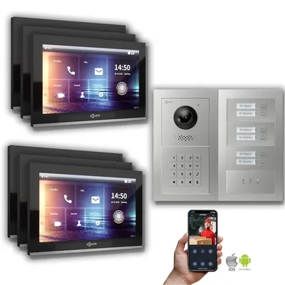 Produktbild von Goliath IP Video Türsprechanlage: 10-Zoll 6 Familienhaus, Zahlencode, Anzeige,Silber : 10 Zoll Schwarz : Aufputz Dose Monitor Farbe: 10 Zoll Schwarz Montage: Aufputz Dose