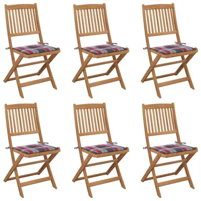Immagine prodotto di The Living Store Sedie da giardino pieghevoli 6 pezzi con cuscini in legno massiccio di acacia